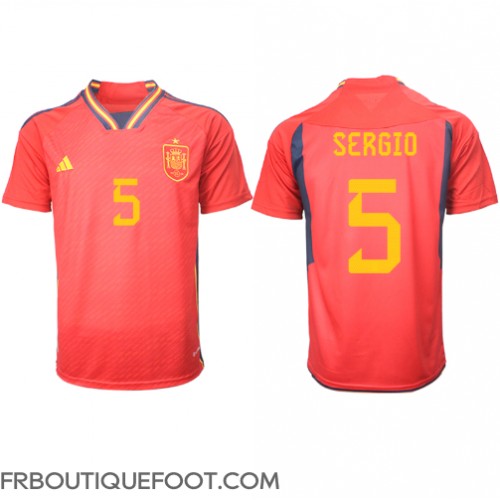 Maillot de foot Espagne Sergio Busquets #5 Domicile vêtements Monde 2022 Manches Courtes